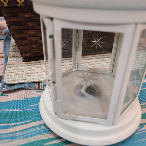 Pair Of Ikea Rotera Hanging Tea Light Votive Lanterns Ivory Snowflake Design - Picture 6 of 11